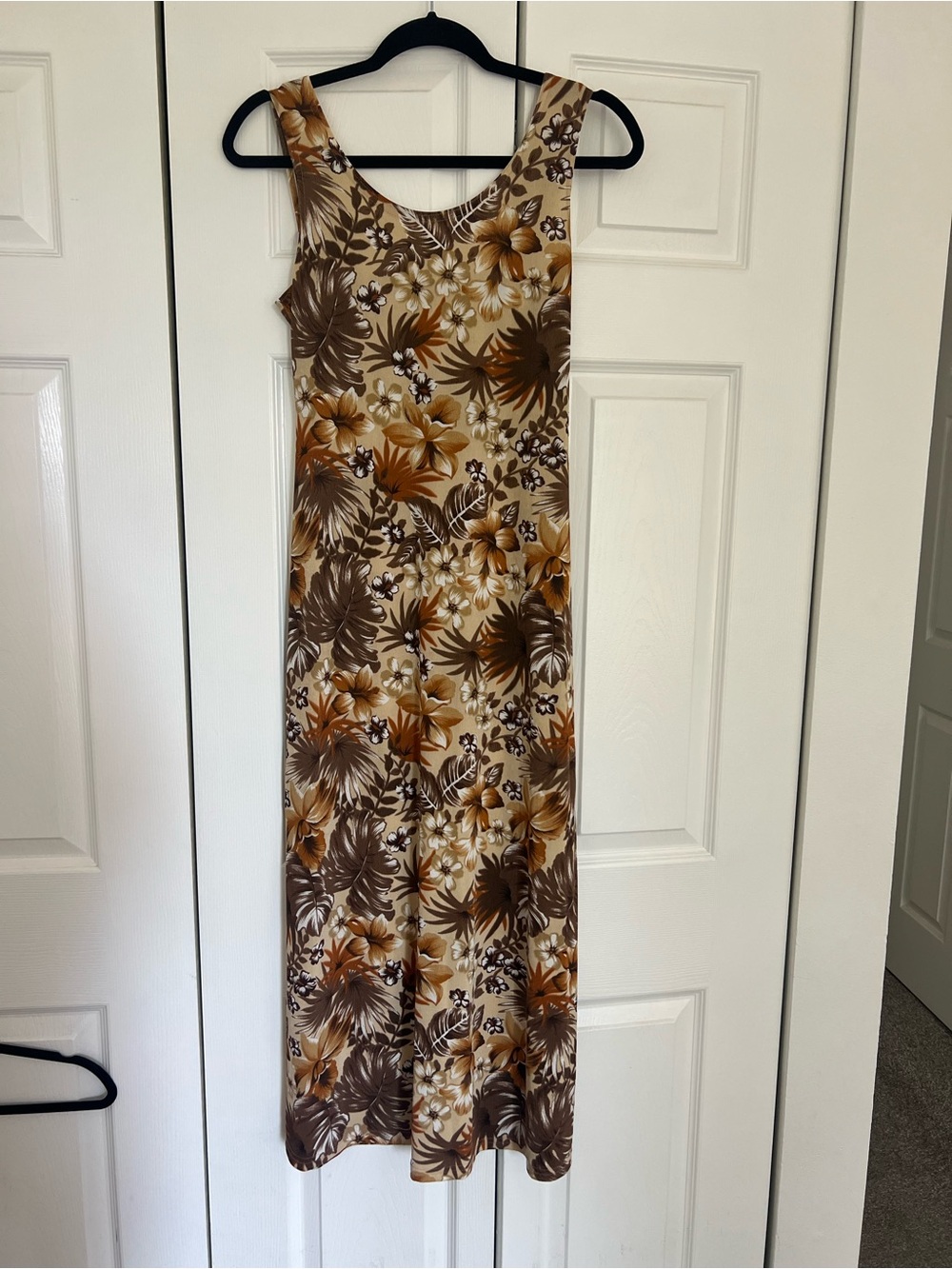 Floral Maxi Dress in Brown and Tan